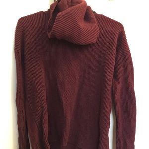 Madewell burgundy sweater + attachable neck-wrap